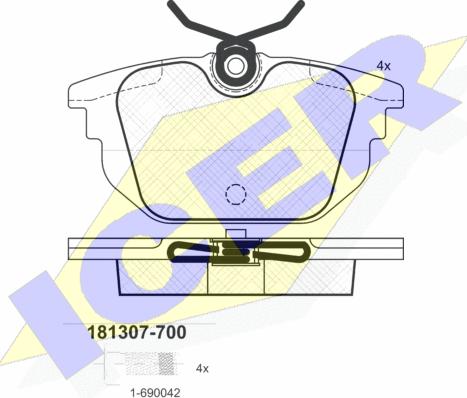 Icer 181307-700 - Bremžu uzliku kompl., Disku bremzes adetalas.lv