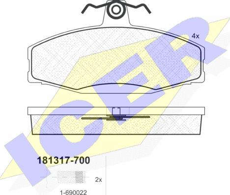 Icer 181317-700 - Bremžu uzliku kompl., Disku bremzes adetalas.lv