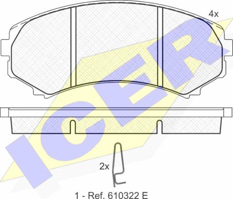 Icer 181374 - Bremžu uzliku kompl., Disku bremzes adetalas.lv