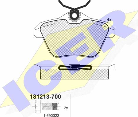 Icer 181213-700 - Bremžu uzliku kompl., Disku bremzes adetalas.lv