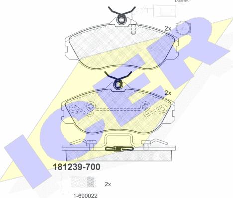 Icer 181239-700 - Bremžu uzliku kompl., Disku bremzes adetalas.lv