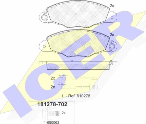 Icer 181278-702 - Bremžu uzliku kompl., Disku bremzes adetalas.lv