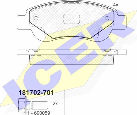 Icer 181702-701 - Bremžu uzliku kompl., Disku bremzes adetalas.lv