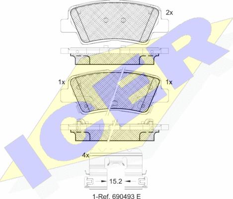 Icer 182036-066 - Bremžu uzliku kompl., Disku bremzes adetalas.lv