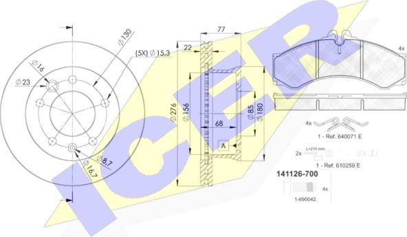 Icer 31126-0185 - Bremžu komplekts, Disku bremzes adetalas.lv