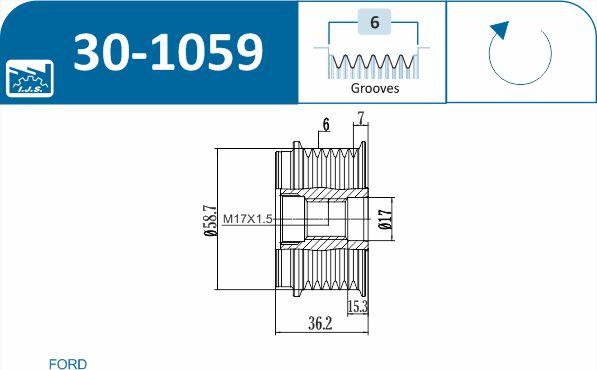 IJS GROUP 30-1059 - Piedziņas skriemelis, Ģenerators adetalas.lv