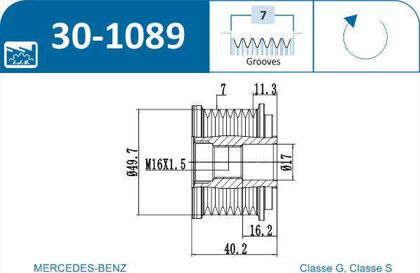 IJS GROUP 30-1089 - Piedziņas skriemelis, Ģenerators adetalas.lv