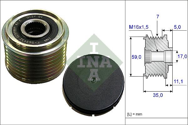 INA 535 0159 10 - Piedziņas skriemelis, Ģenerators adetalas.lv