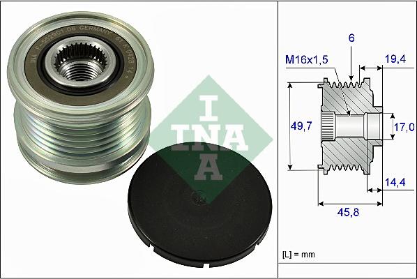 INA 535 0168 10 - Piedziņas skriemelis, Ģenerators adetalas.lv