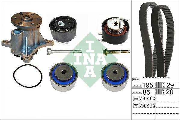 INA 530 0764 30 - Ūdenssūknis + Zobsiksnas komplekts adetalas.lv