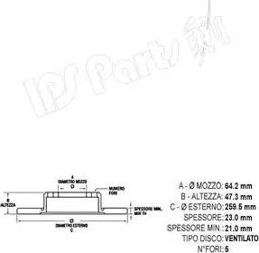 IPS Parts IBT-1404 - Bremžu diski adetalas.lv