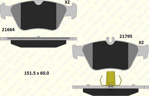 KALE 21664 198 05 - Bremžu uzliku kompl., Disku bremzes adetalas.lv