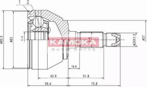 Kamoka 6180 - Šarnīru komplekts, Piedziņas vārpsta adetalas.lv