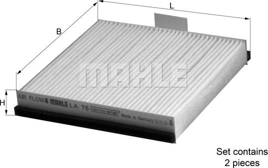 KNECHT LA 76/S - Filtrs, Salona telpas gaiss adetalas.lv