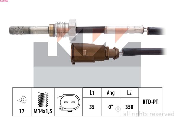 KW 422 063 - Devējs, Izplūdes gāzu temperatūra adetalas.lv