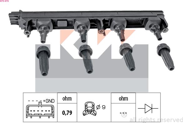 KW 470 476 - Aizdedzes spole adetalas.lv