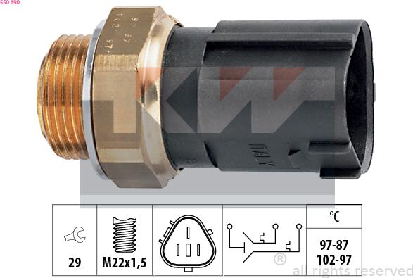 KW 550 690 - Termoslēdzis, Radiatora ventilators adetalas.lv