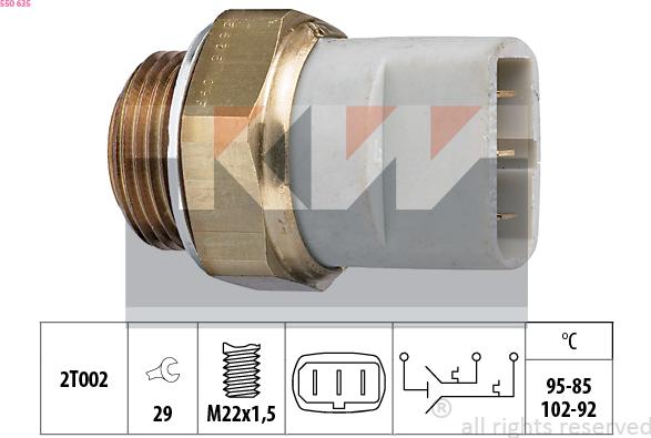 KW 550 635 - Termoslēdzis, Radiatora ventilators adetalas.lv