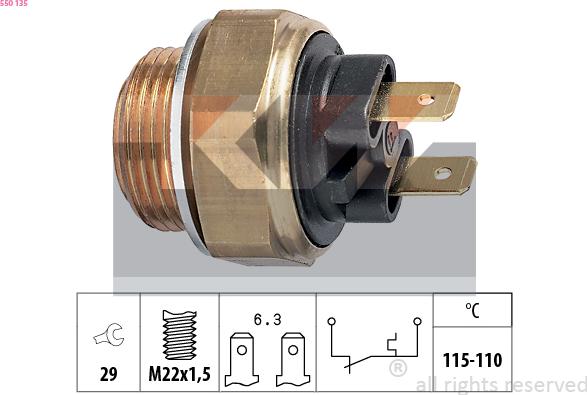 KW 550 135 - Termoslēdzis, Radiatora ventilators adetalas.lv