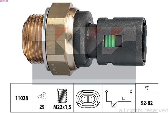 KW 550 128 - Termoslēdzis, Radiatora ventilators adetalas.lv