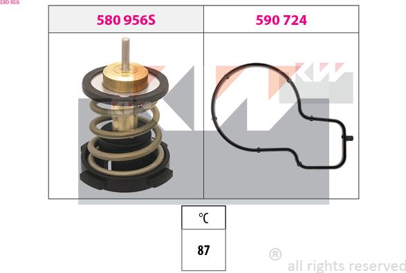 KW 580 956 - Termostats, Dzesēšanas šķidrums adetalas.lv