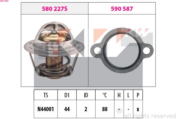 KW 580 409 - Termostats, Dzesēšanas šķidrums adetalas.lv