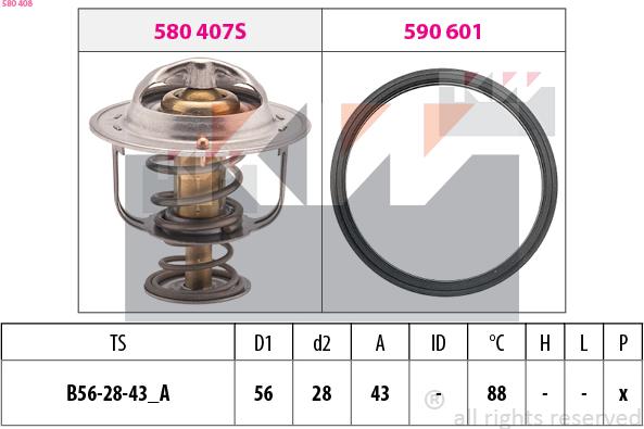 KW 580 408 - Termostats, Dzesēšanas šķidrums adetalas.lv