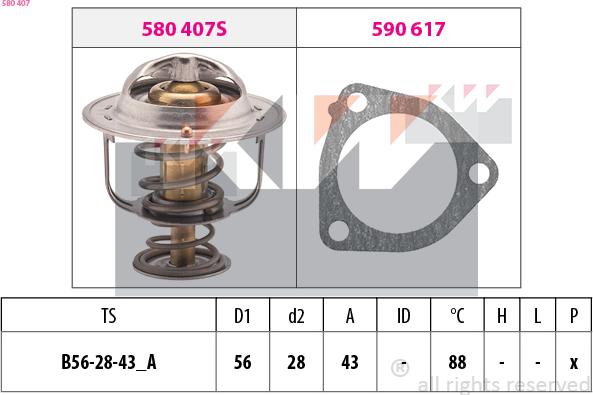 KW 580 407 - Termostats, Dzesēšanas šķidrums adetalas.lv