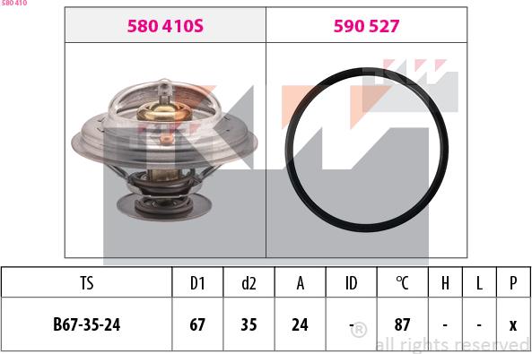 KW 580 410 - Termostats, Dzesēšanas šķidrums adetalas.lv