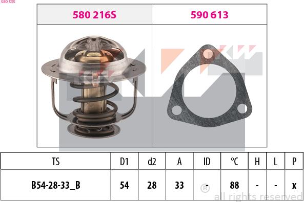 KW 580 535 - Termostats, Dzesēšanas šķidrums adetalas.lv