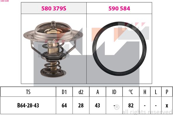 KW 580 649 - Termostats, Dzesēšanas šķidrums adetalas.lv