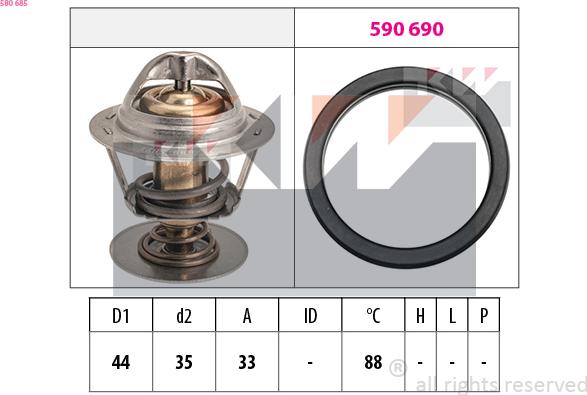 KW 580 685 - Termostats, Dzesēšanas šķidrums adetalas.lv