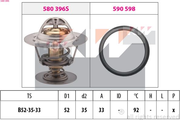 KW 580 396 - Termostats, Dzesēšanas šķidrums adetalas.lv