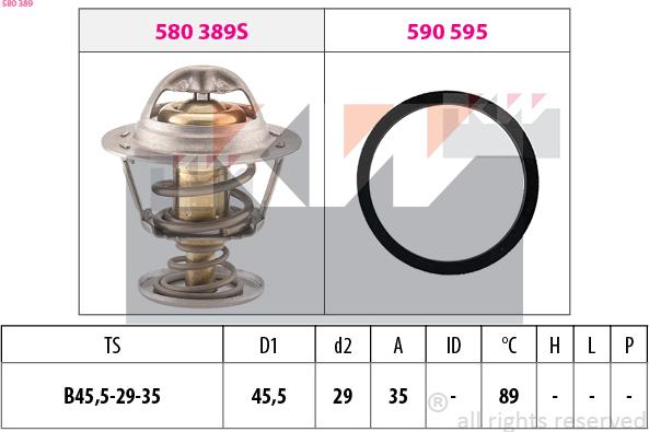 KW 580 389 - Termostats, Dzesēšanas šķidrums adetalas.lv