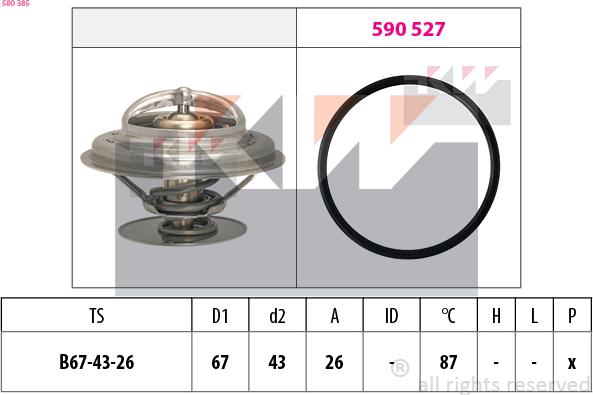 KW 580 385 - Termostats, Dzesēšanas šķidrums adetalas.lv