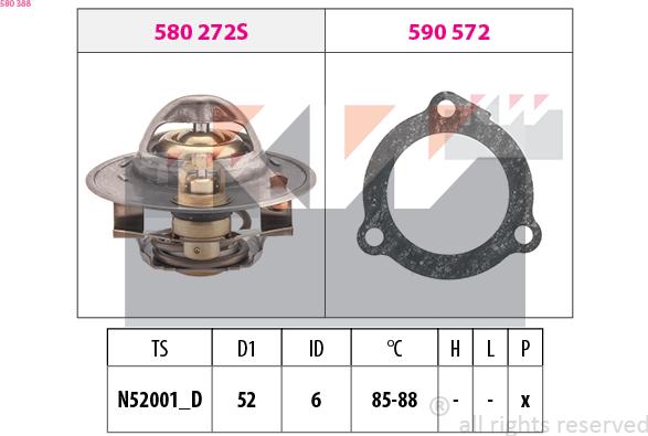 KW 580 388 - Termostats, Dzesēšanas šķidrums adetalas.lv