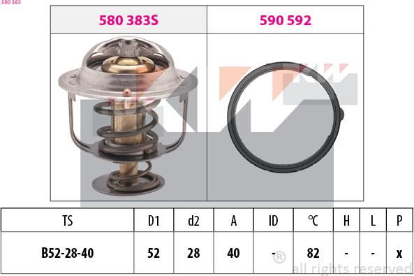 KW 580 383 - Termostats, Dzesēšanas šķidrums adetalas.lv