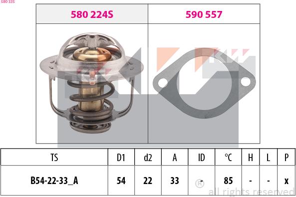 KW 580 335 - Termostats, Dzesēšanas šķidrums adetalas.lv