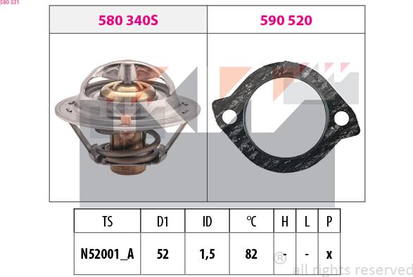 KW 580 331 - Termostats, Dzesēšanas šķidrums adetalas.lv