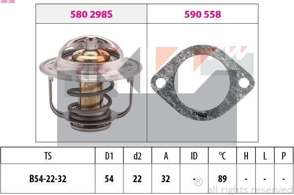 KW 580 298 - Termostats, Dzesēšanas šķidrums adetalas.lv