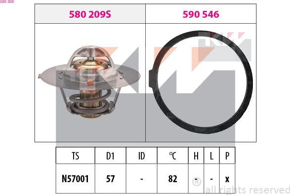 KW 580 209 - Termostats, Dzesēšanas šķidrums adetalas.lv