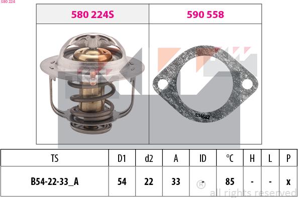 KW 580 224 - Termostats, Dzesēšanas šķidrums adetalas.lv