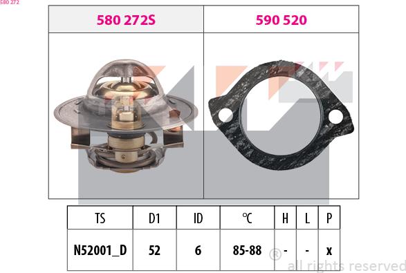 KW 580 272 - Termostats, Dzesēšanas šķidrums adetalas.lv