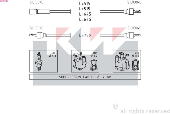 KW 359 509 - Augstsprieguma vadu komplekts adetalas.lv