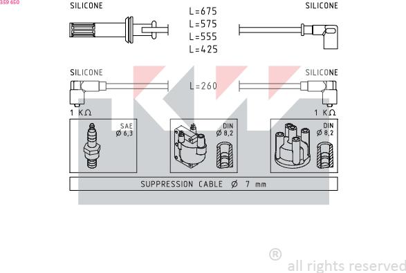 KW 359 650 - Augstsprieguma vadu komplekts adetalas.lv