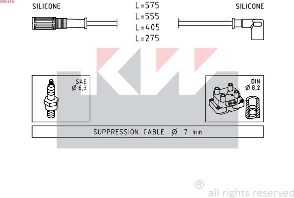 KW 359 616 - Augstsprieguma vadu komplekts adetalas.lv