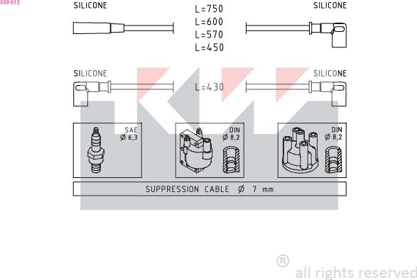 KW 359 612 - Augstsprieguma vadu komplekts adetalas.lv