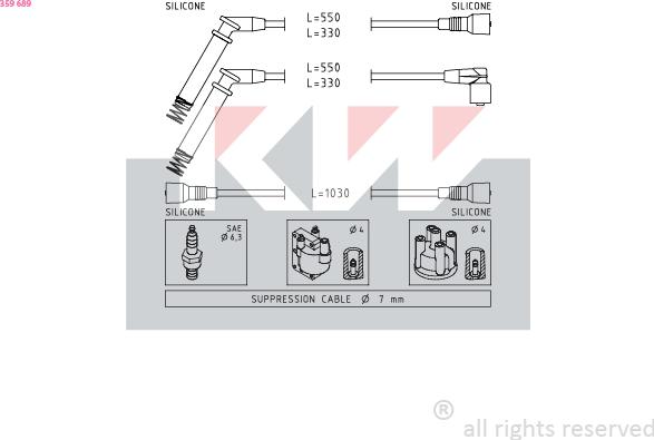 KW 359 689 - Augstsprieguma vadu komplekts adetalas.lv