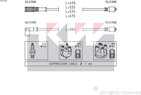 KW 359 398 - Augstsprieguma vadu komplekts adetalas.lv