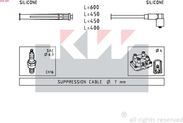 KW 358 230 - Augstsprieguma vadu komplekts adetalas.lv